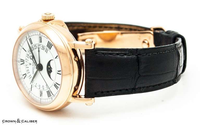 Patek Philippe Rose Gold Perpetual Calendar Automatic Wristwatch Ref 5107R-001 In Excellent Condition In Atlanta, GA