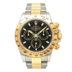Rolex Stainless Steel and Yellow Gold Daytona Chronograph Wristwatch Ref 116523