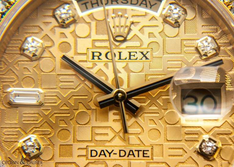 Men's Rolex Yellow Gold and Diamond Day-Date Masterpiece Watch Ref 18948 circa 2006