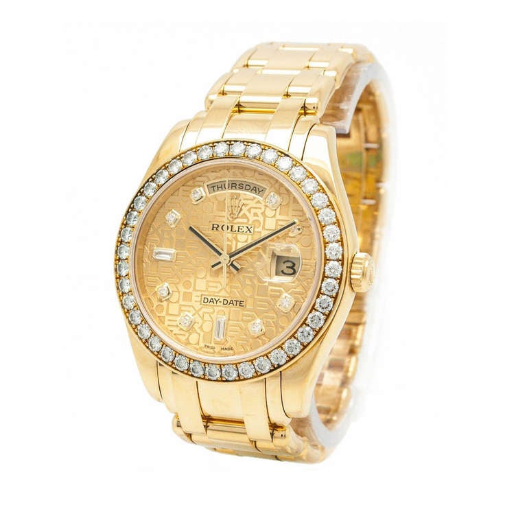 Rolex Yellow Gold and Diamond Day-Date Masterpiece Watch Ref 18948 circa 2006
