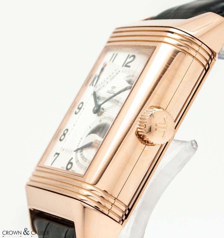 Jaeger-LeCoultre Rose Gold Reverso Grande Sun Moon 8-Days Wristwatch In Excellent Condition In Atlanta, GA