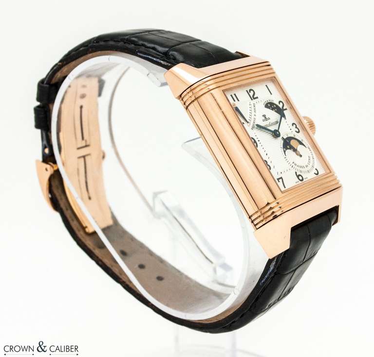 Men's Jaeger-LeCoultre Rose Gold Reverso Grande Sun Moon 8-Days Wristwatch