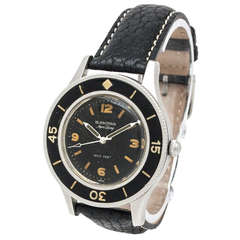 Used Blancpain Stainless Steel Fifty Fathoms Aqua Lung Wristwatch circa 1950s