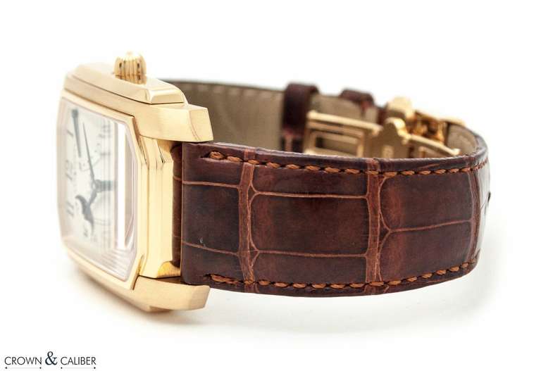 Men's Glashutte Original Yellow Gold Senator Karree Power Reserve Wristwatch