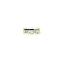 18K Yellow Gold and Platinum Princess Cut Diamond Channel-Set Band Ring, 1.35Ct
