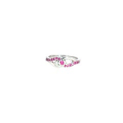 14K White Gold Natural Diamond and Pink Sapphire Ring Size 8