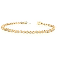 2.55 Carat Round Brilliant Diamond Tennis Bracelet in 14K Yellow Gold