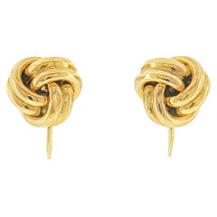 Vintage Love Knot Screw-Back Earrings for Non-Pierced Ears in 14K Yellow Gold