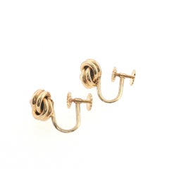 Vintage Love Knot Screw-Back Earrings for Non-Pierced Ears in 14K Yellow Gold