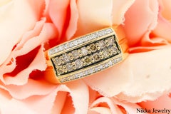 Natural Chocolate & White Diamond 10K Yellow Gold Men's Pinky Ring 0.75 CT