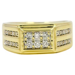 Bague pour homme en or jaune 10 carats sertie d'un diamant naturel de 0,50 carat