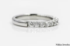 Natural Diamond 0.69 Carat Half Eternity Band 14 Karat White Gold Ring