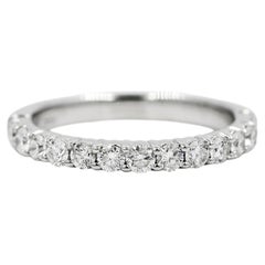 Natural Diamond 0.69 Carat Half Eternity Band 14 Karat White Gold Ring