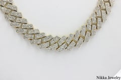 Natural Diamond 15.75 Carat Cuban Link Necklace 10 Karat Yellow Gold 19 Inches