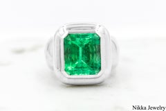 Mimi So GIA Certified 7.1 CT Natural Colombian Emerald 18K White Gold Ring