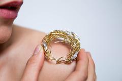 1970 Alan Gard Diamond Gold Crescent Brooch