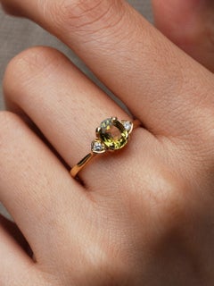 Natural 1.30ct Australian Yellow Sapphire Diamond 18k Gold Ring Size L.5 / 6
