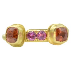 Artisan Handcrafted Sapphire Seesaw Ring 18k Gold