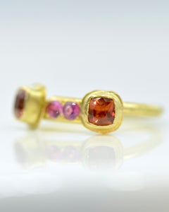 Artisan Handcrafted Sapphire Seesaw Ring 18k Gold