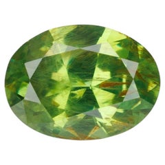 0,41 ct, granato demantoide ovale russo certificato, sfaccettato, di colore verde vivido