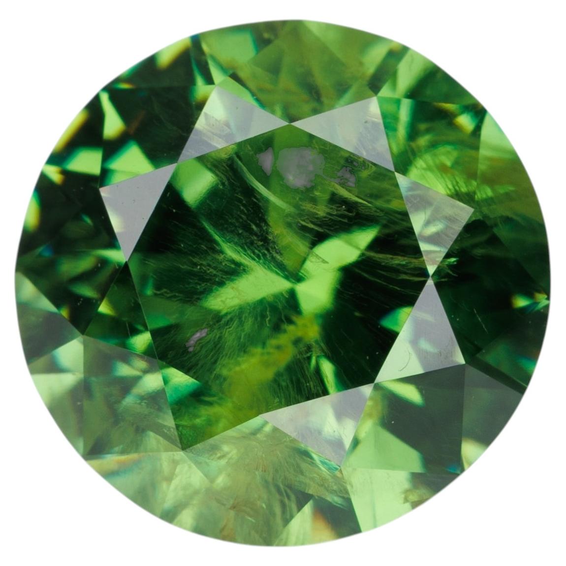 2.57 ct, Rare Certified Russian faceted vivid green demantoid garnet