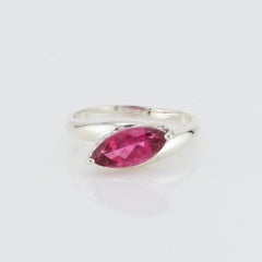 2 cts, Faceted rubellite silver ring