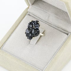 Rough black garnet ring, melanite ring