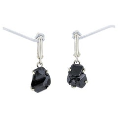 Rough black garnet earrings, melanite earrings