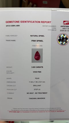 3 CT, spinelle Mahenge rose vif, taille poire