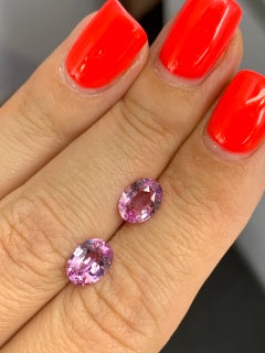 3,03 Karat, facettierte natürliche rosa Saphire, oval, als Paar für Ohrringe, unbehandelt