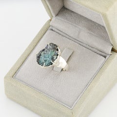 Rough alexandrite crystal silver ring, 7 size
