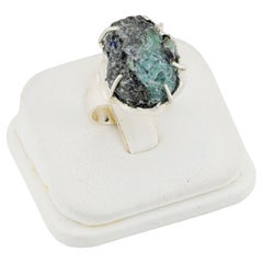 Rough alexandrite crystal silver ring, 7 size