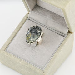 Rough alexandrite crystal silver ring, 7 size