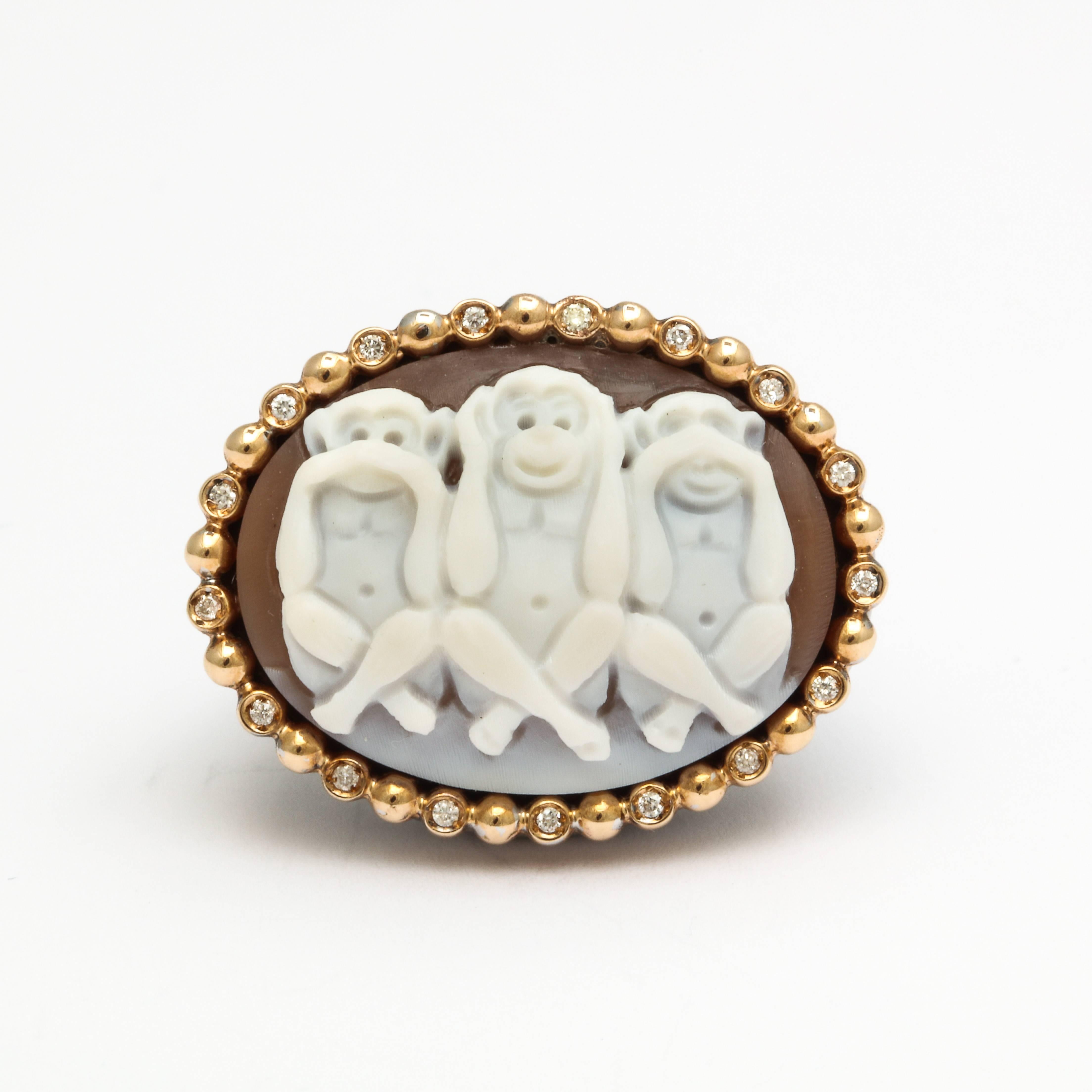 25mm sardonyx cameo hand-carved, set in sterling silver black rhodium plated, 9kt yellow gold and white diamonds.
Ring Size: 7US
*Being these are hand crafted one of a kind designs, not all ring sizes might be immediately available. We offer custom