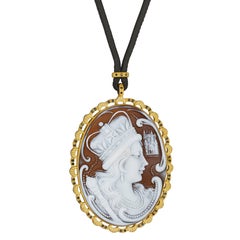 Amedeo "Regina" Cameo Pendant with Black Diamonds