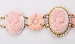 Amedeo "Rosa Bella" Cameo Pearl Gold Bracelet