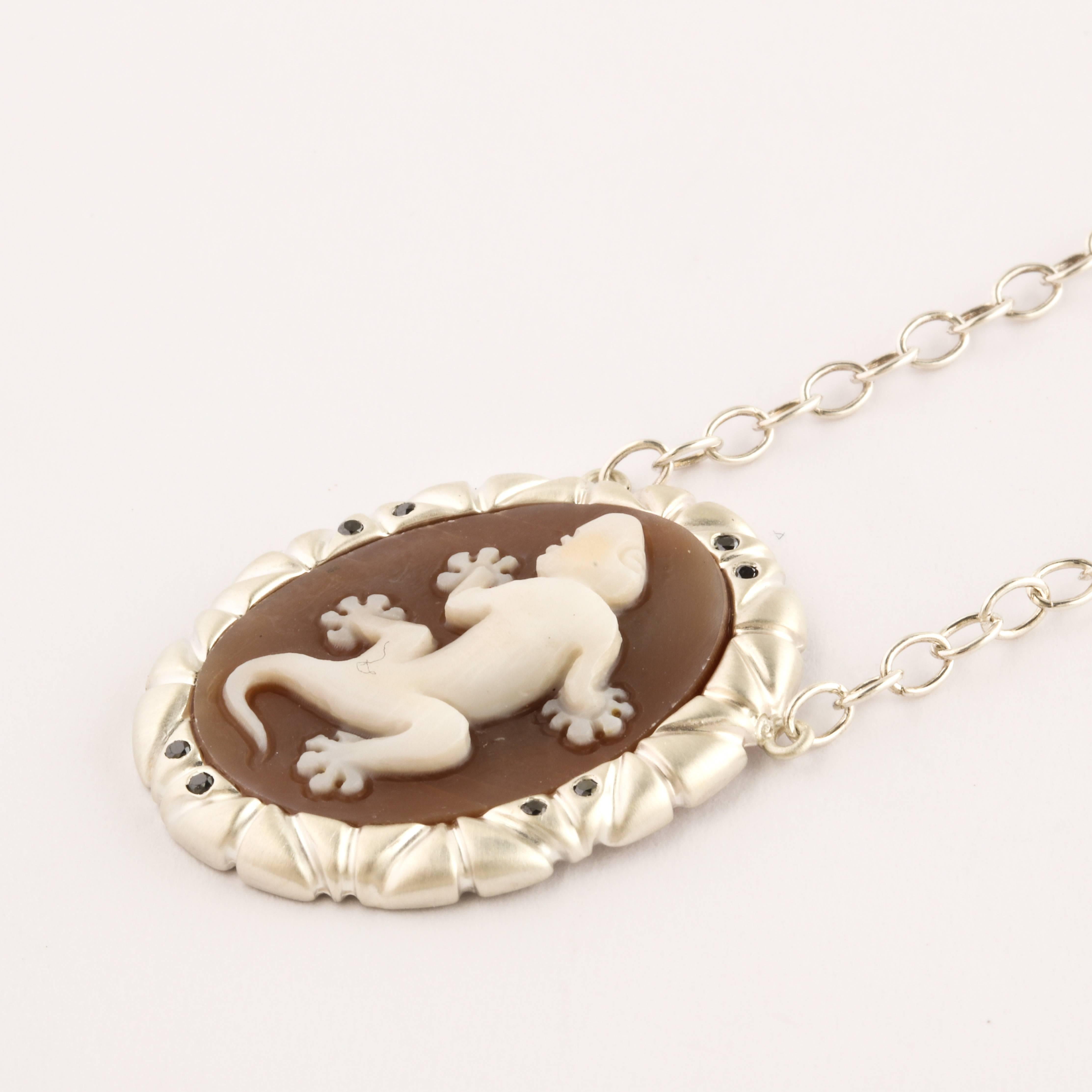 Modern Amedeo Turtle Cameo Necklace For Sale