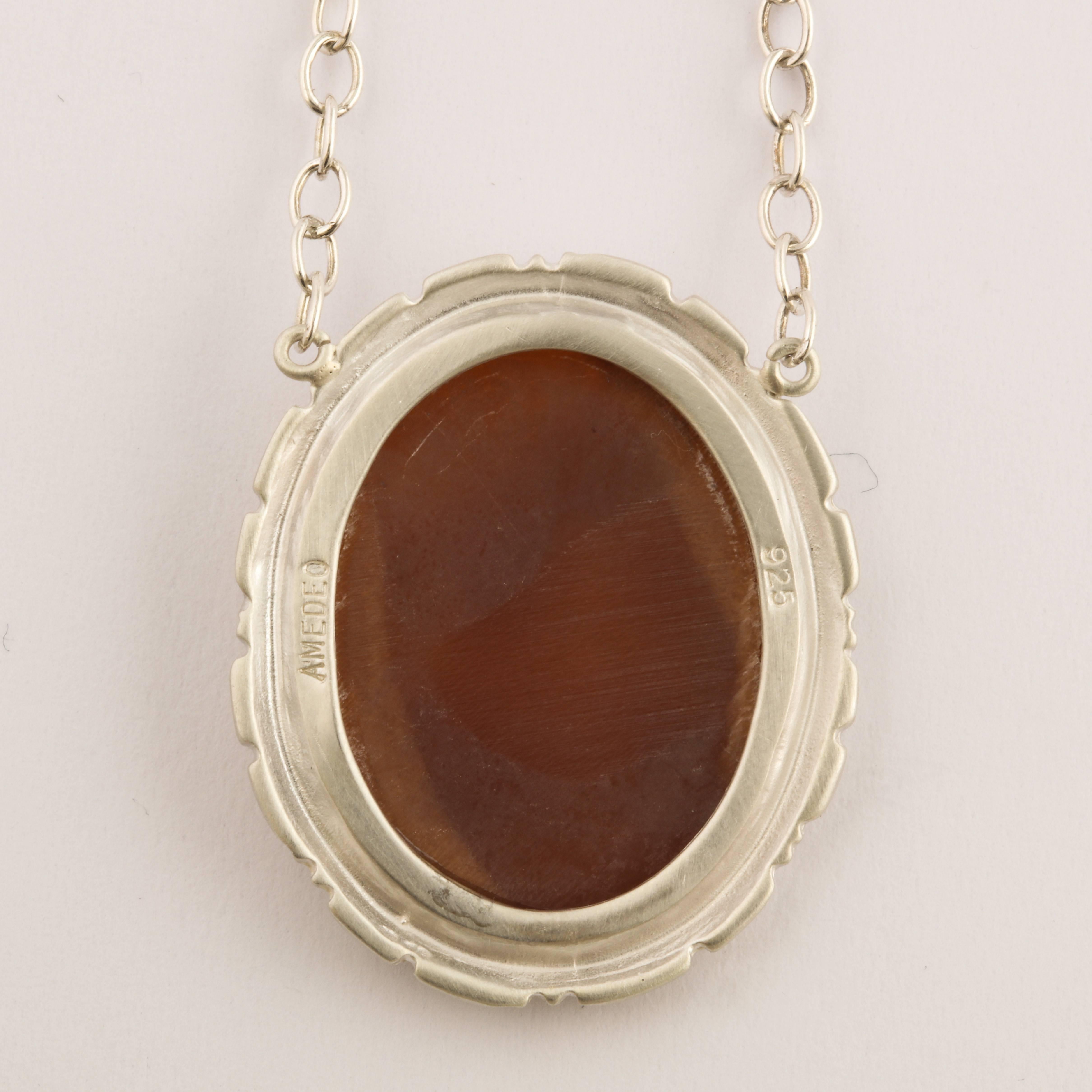 Amedeo Turtle Cameo Necklace In New Condition For Sale In New York, NY