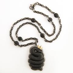 Amedeo "Serpent" Black Lava Cameo Necklace