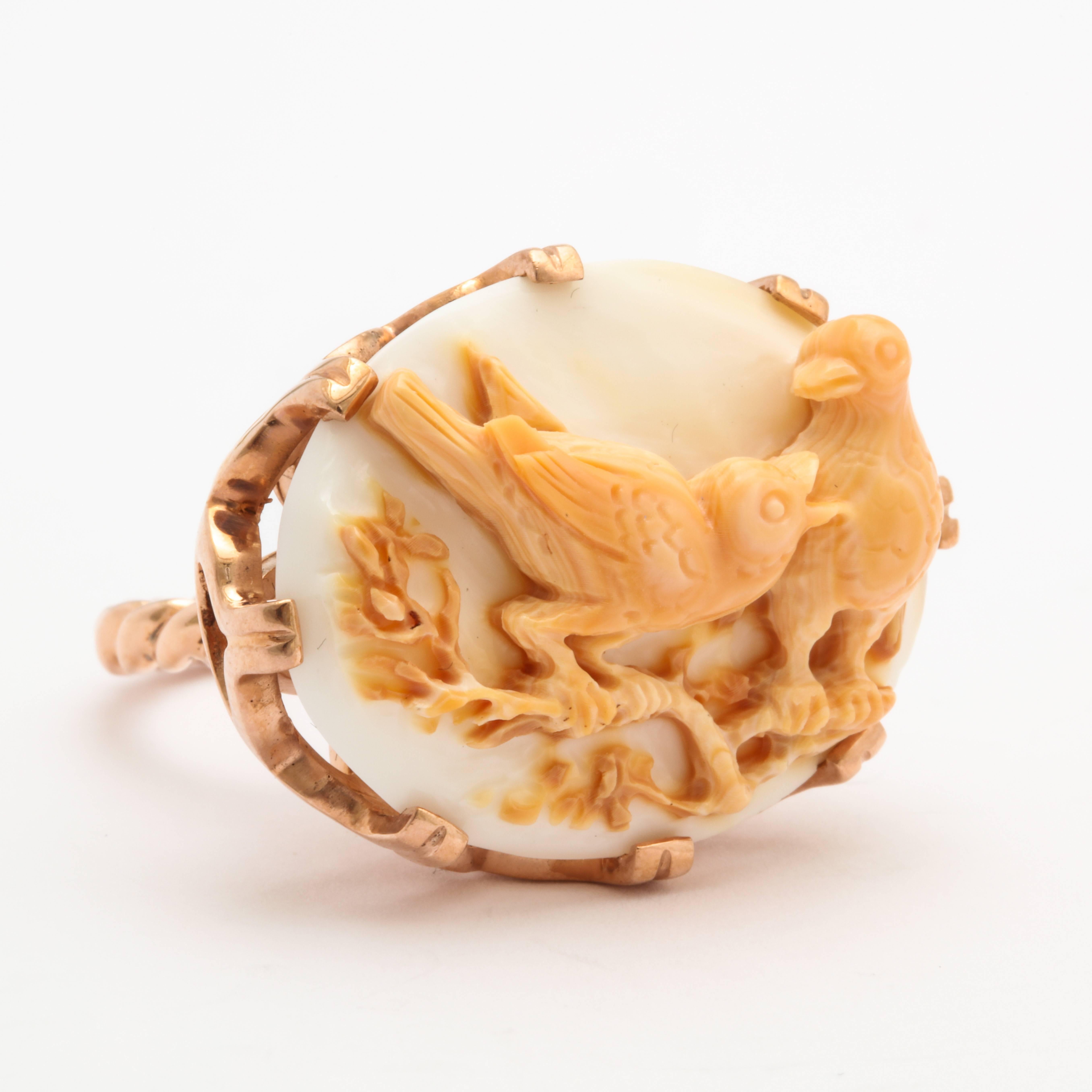 Modern Amedeo Triple Carved Cameo Ring For Sale