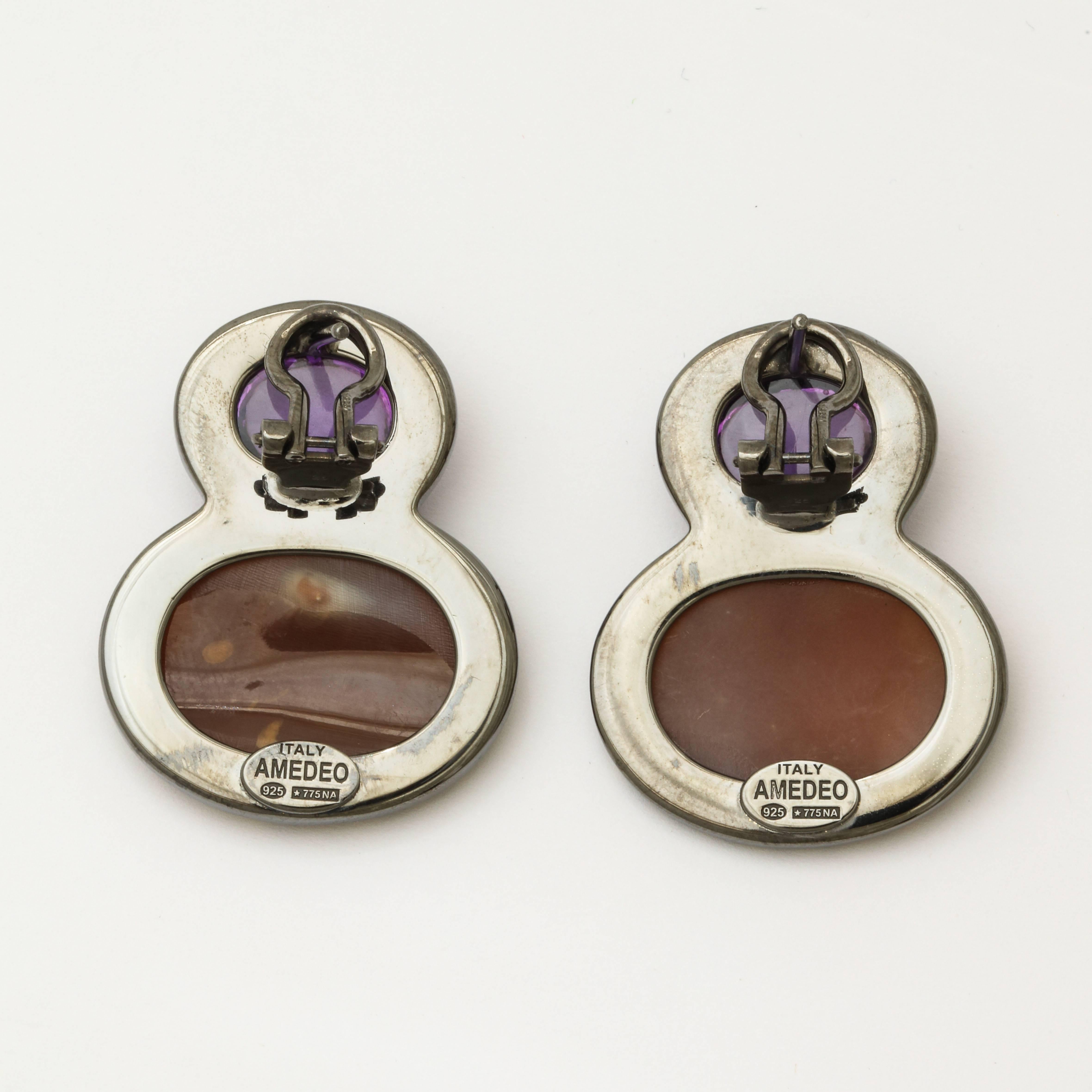 Amedeo Scimmiette Sardonyx Shell Cameo Couture Earrings In New Condition For Sale In New York, NY