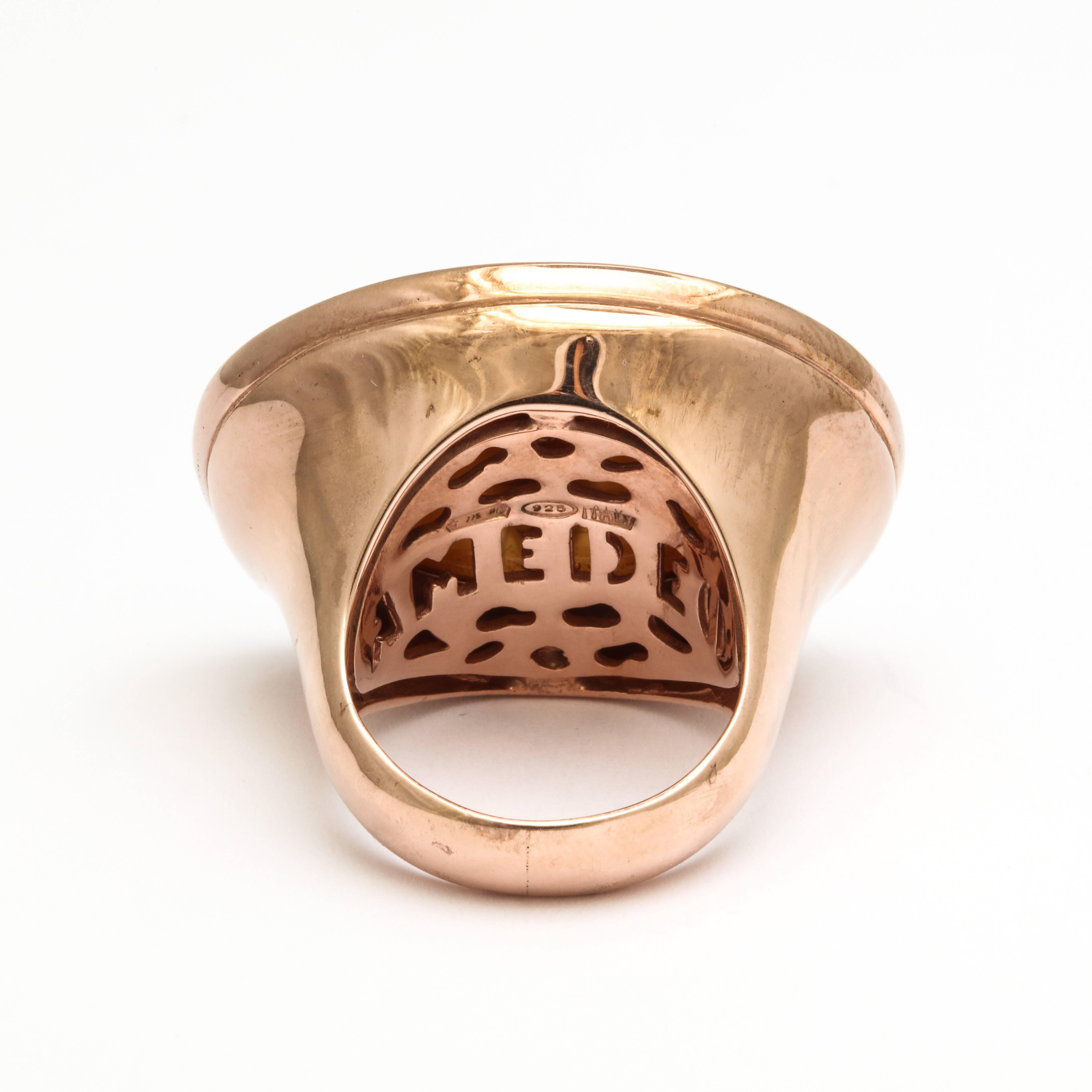 Amedeo Farfalla Cameo Ring In New Condition For Sale In New York, NY