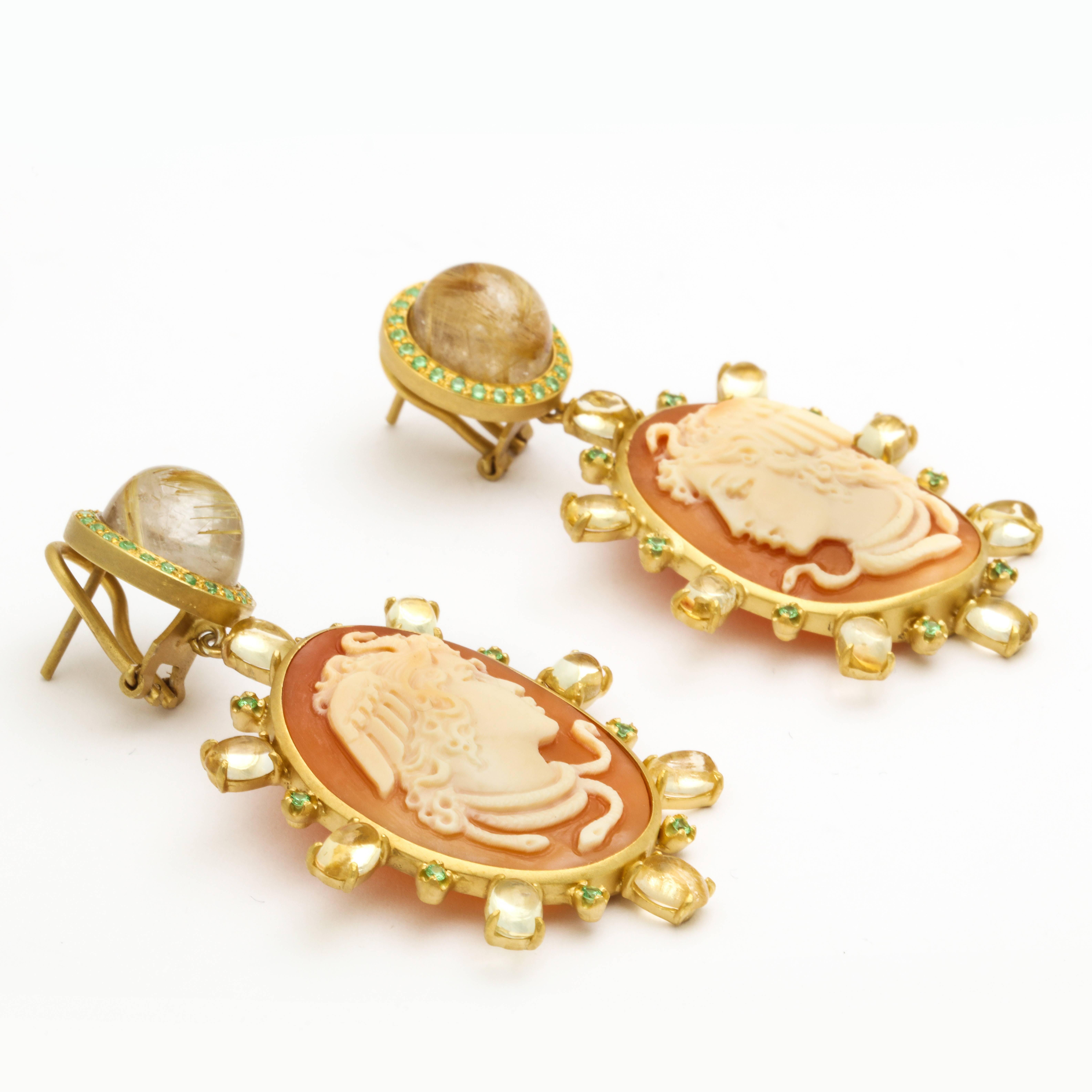 Modern Amedeo Medusa Couture Earrings with Tsavorites For Sale