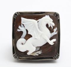 Amedeo Drago Cameo Black Diamonds Ring