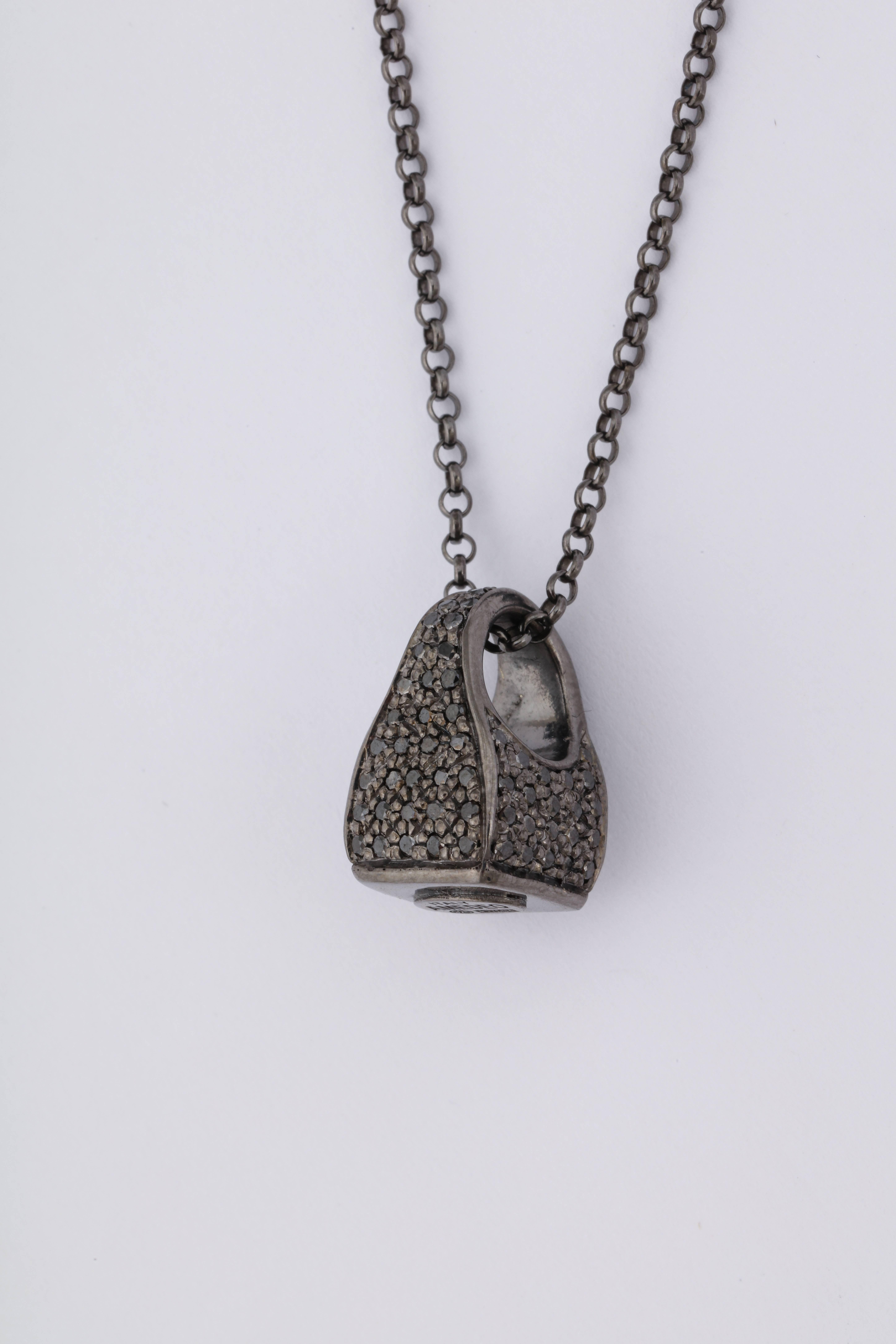 Amedeo Cameo Black Diamonds Miniature Skull Necklace For Sale 1