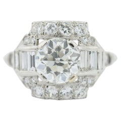 Auffälliger Diamantring aus Platin mit einem natürlichen Diamanten von 2,95 Karat (SI), um 1930, Großbritannien