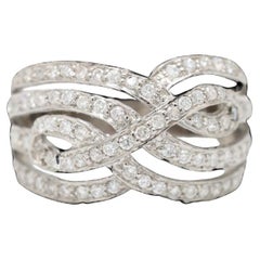 Diamond Cocktail Ring 18kt White Gold Natural 0.50CT Split Bow Band