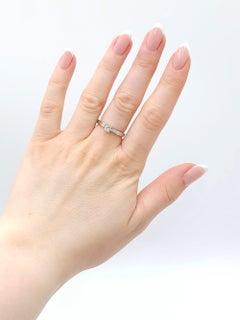 Natural 1/4CT Diamond Ring Princess Cut 18kt White Gold Circa 2000 Ladies Gift