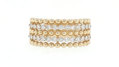 14K Yellow Gold Diamond Wide Beaded Band Ring - 0.51 Carat Diamond Fashion Ring