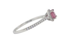 14K White Gold Cushion-Cut Pink Sapphire Diamond Halo Cocktail Ring